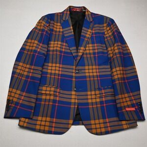 NEW Shinesty 42R Blue Plaid Mens Blazer Suit Jacket Sport Coat
